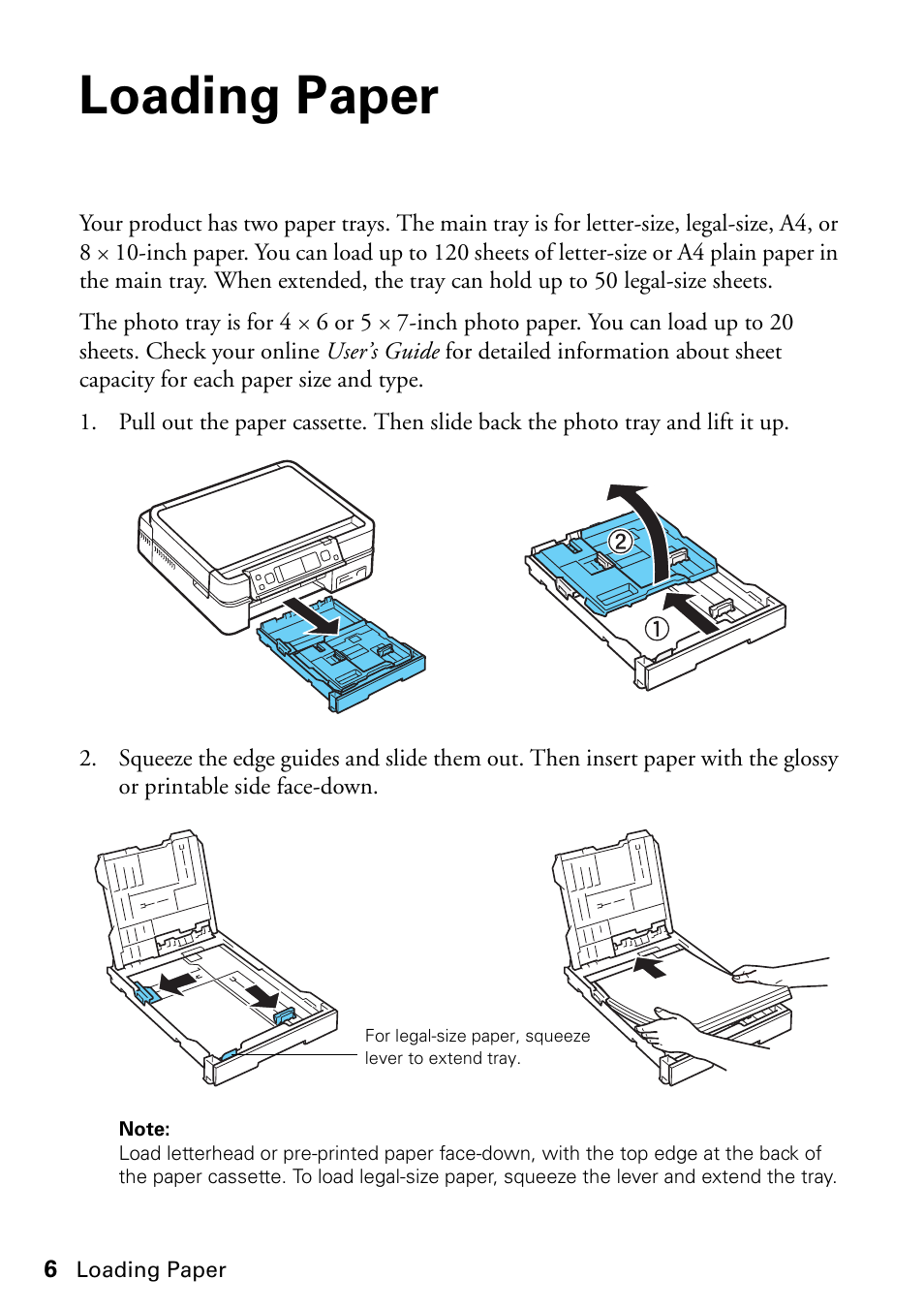 Loading paper | Epson ARTISAN 725 User Manual | Page 6 / 64