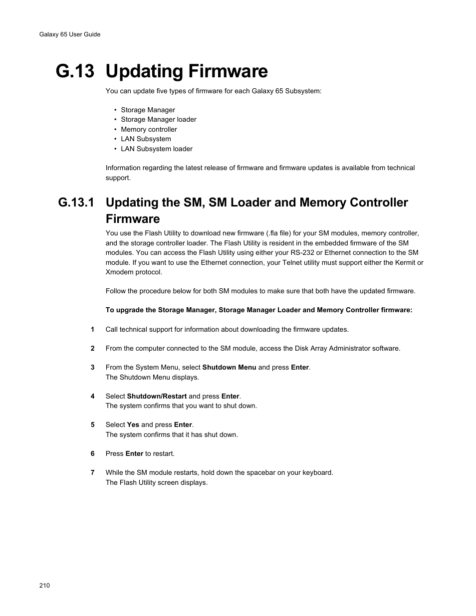 G.13 updating firmware | Galaxy Metal Gear 65 User Manual | Page 230 / 258