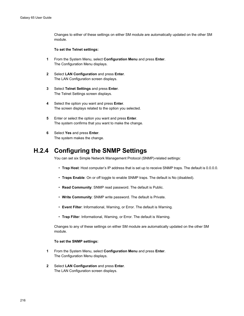 H.2.4 configuring the snmp settings | Galaxy Metal Gear 65 User Manual | Page 236 / 258