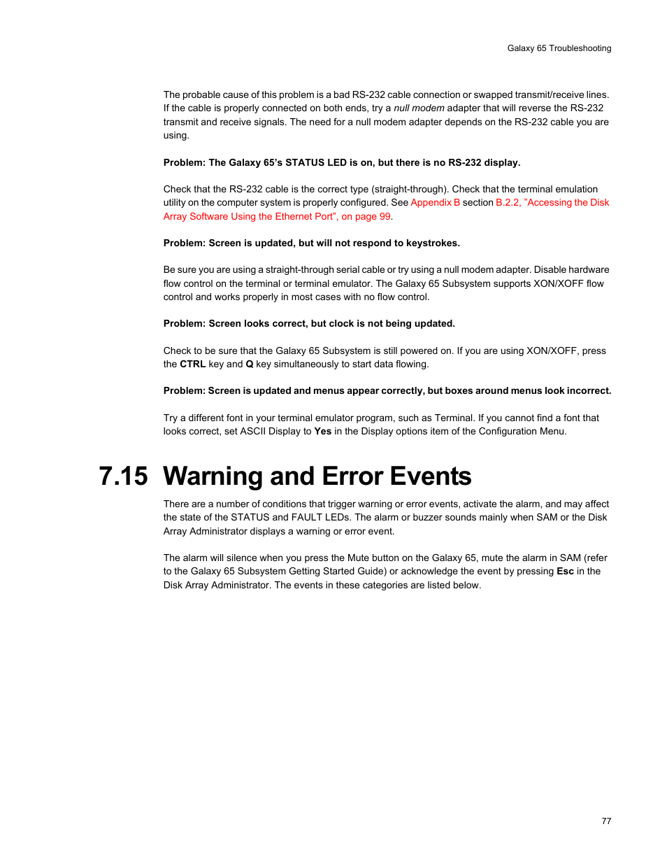 15 warning and error events | Galaxy Metal Gear 65 User Manual | Page 97 / 258