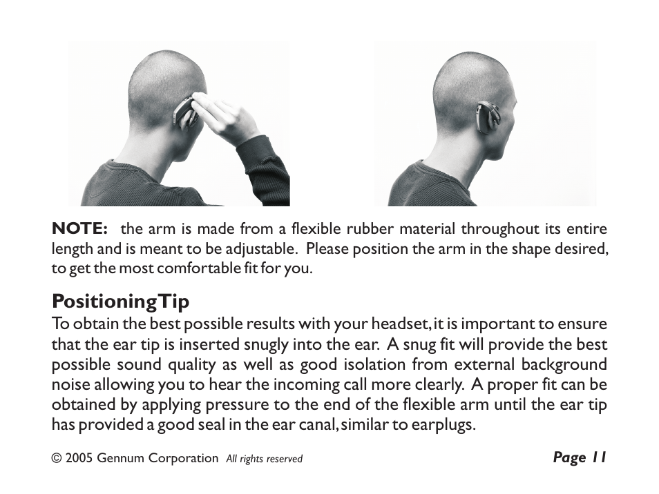 Positioningtip | GENNUM Z-280 User Manual | Page 11 / 44