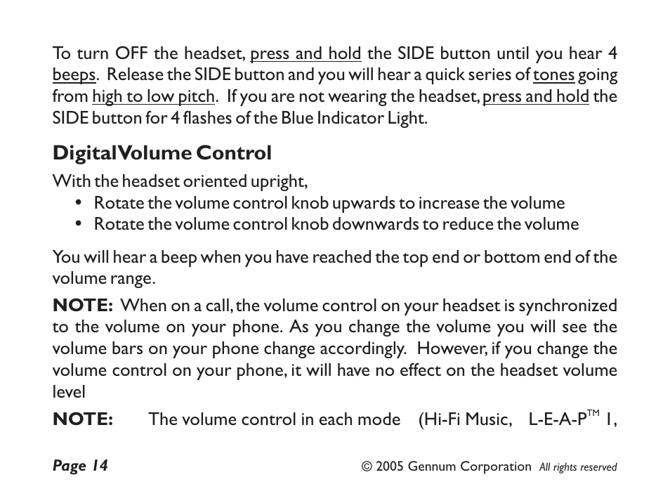 Digitalvolume control | GENNUM Z-280 User Manual | Page 14 / 44