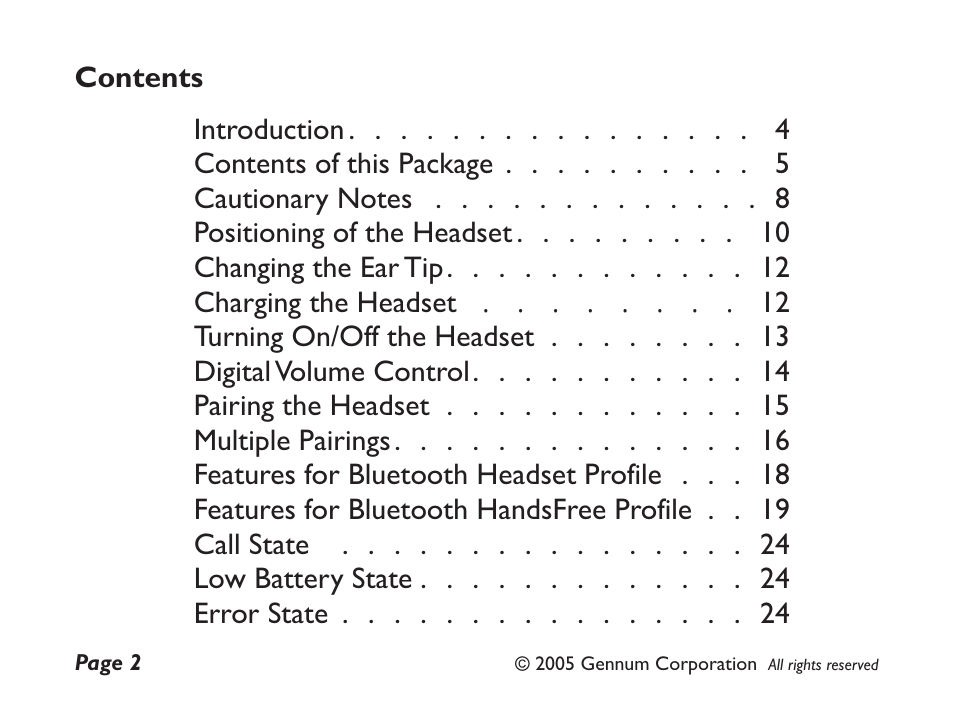 GENNUM Z-280 User Manual | Page 2 / 44