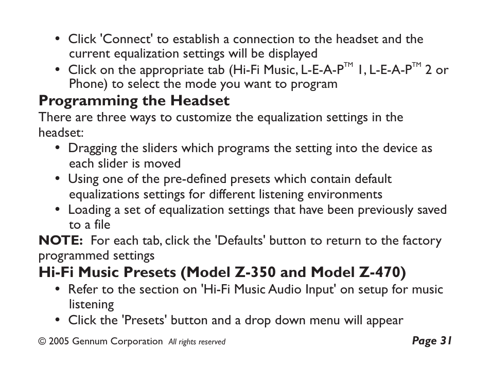 GENNUM Z-280 User Manual | Page 31 / 44