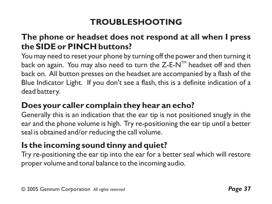 GENNUM Z-280 User Manual | Page 37 / 44
