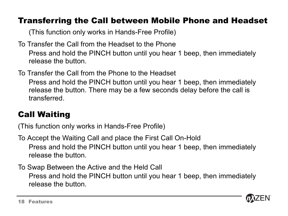 Call waiting | GENNUM 5000 User Manual | Page 18 / 28