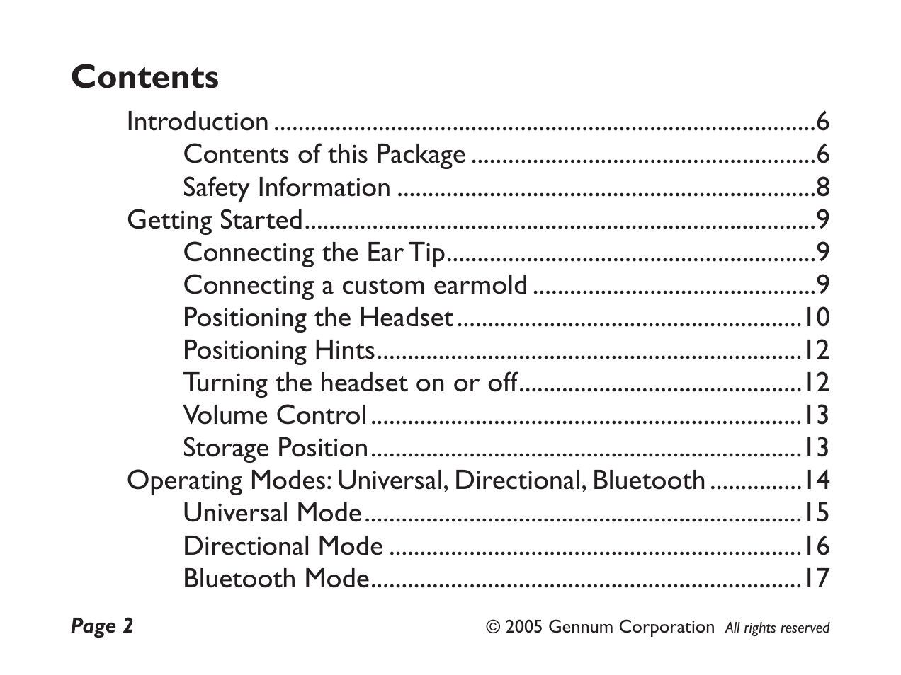 GENNUM DIGITAL WIRELESS HEADSET User Manual | Page 2 / 44
