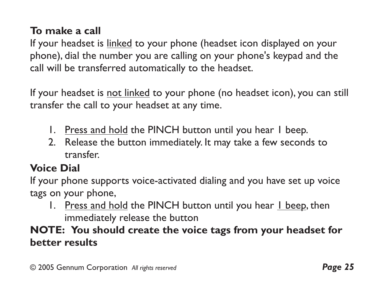 GENNUM DIGITAL WIRELESS HEADSET User Manual | Page 25 / 44