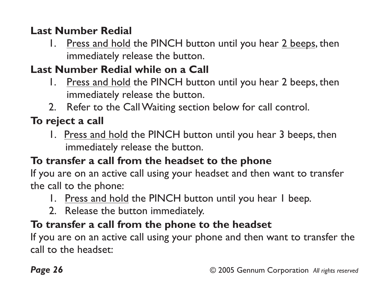 GENNUM DIGITAL WIRELESS HEADSET User Manual | Page 26 / 44
