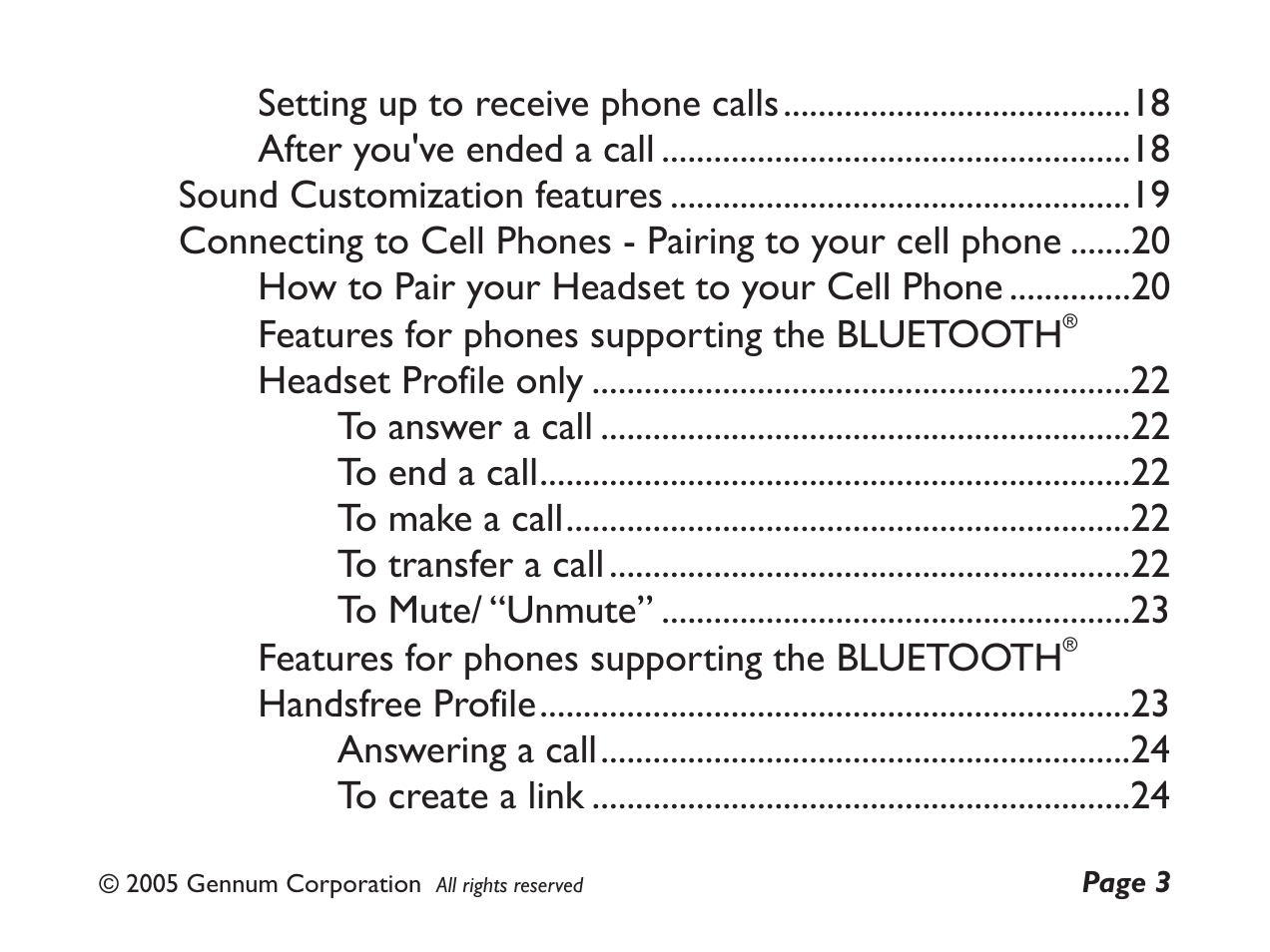 GENNUM DIGITAL WIRELESS HEADSET User Manual | Page 3 / 44