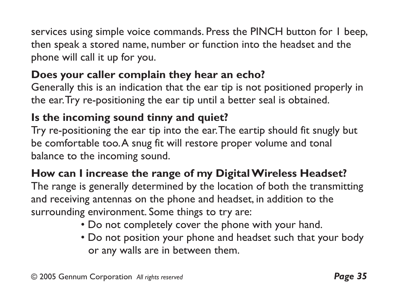 GENNUM DIGITAL WIRELESS HEADSET User Manual | Page 35 / 44