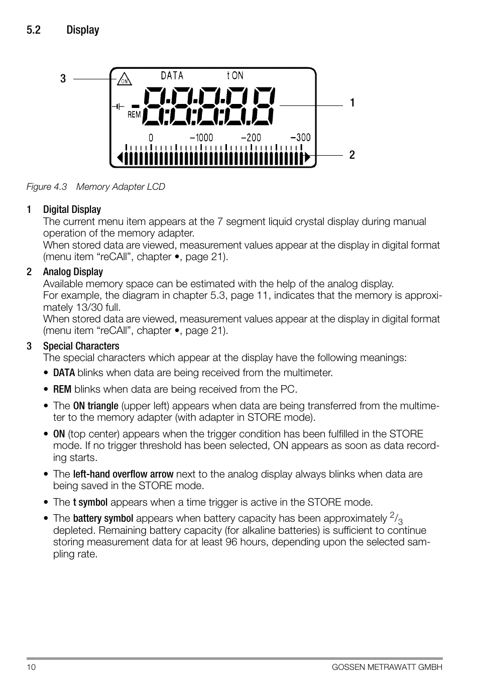 2 display, Display | Gossen SI 232-II User Manual | Page 10 / 28