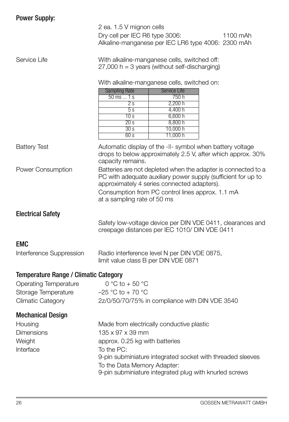 Gossen SI 232-II User Manual | Page 26 / 28