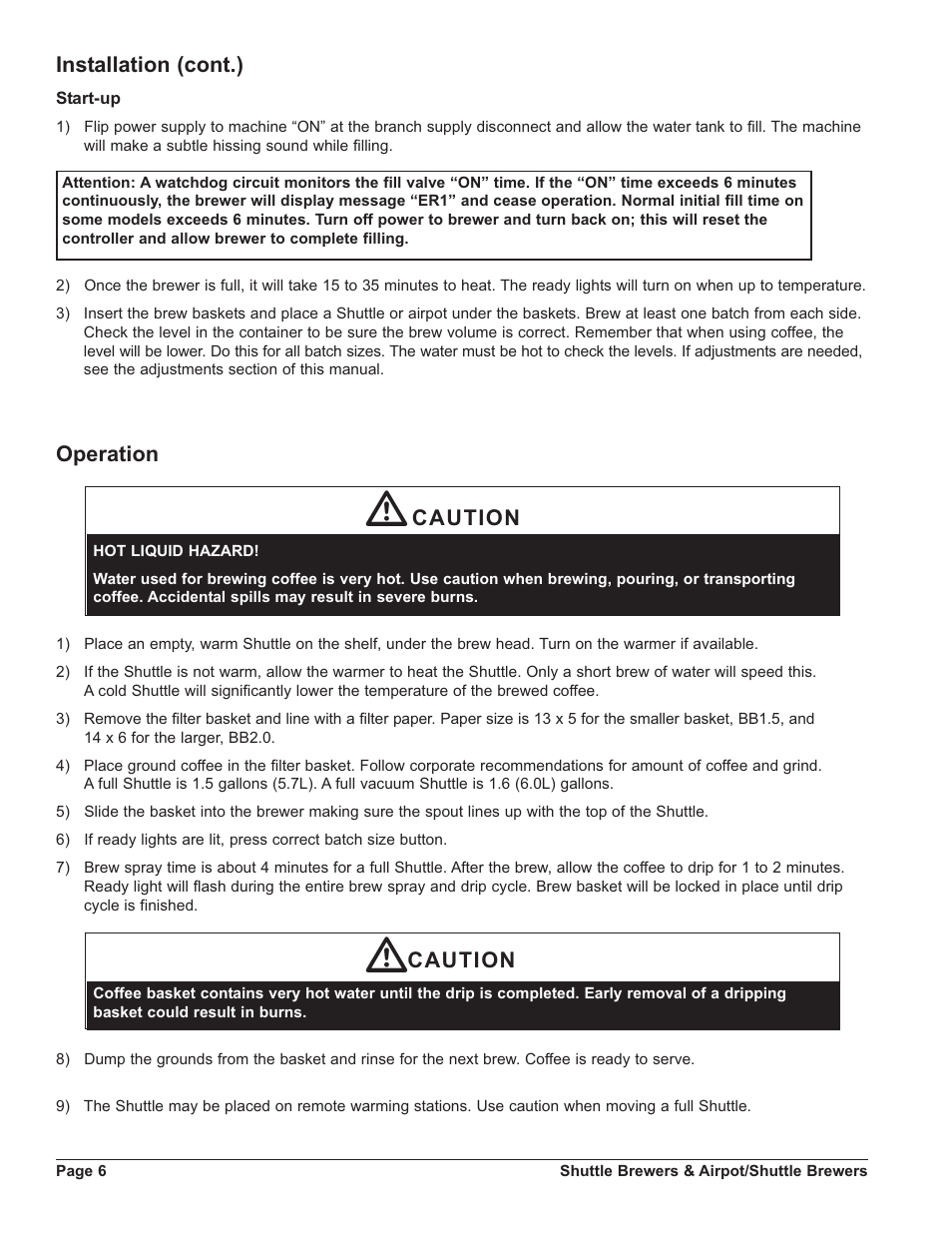 Grindmaster SHUTTLE APB-330V2 User Manual | Page 6 / 44