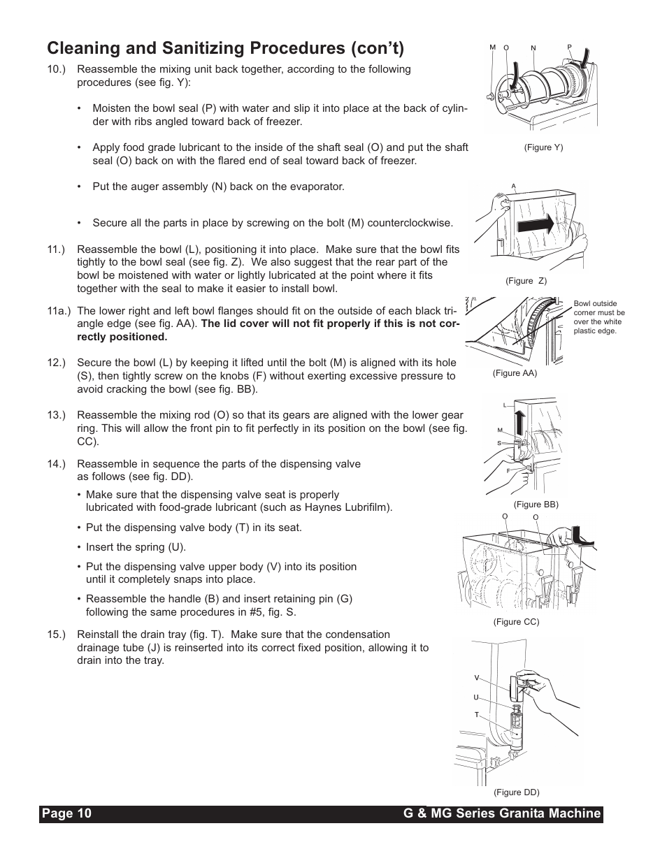 Cleaning and sanitizing procedures (con’t) | Grindmaster G23-2B User Manual | Page 10 / 36