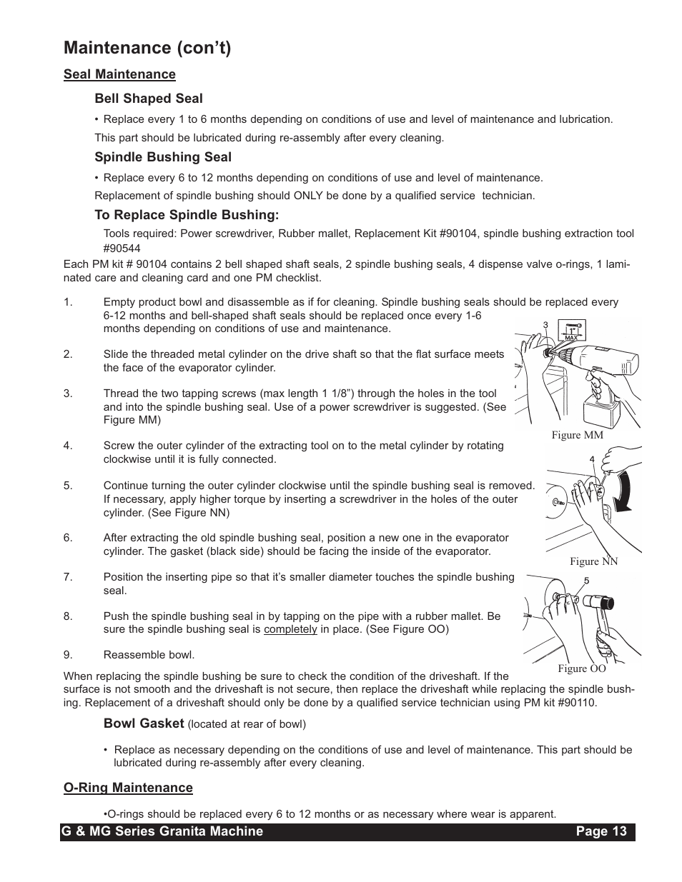 Maintenance (con’t) | Grindmaster G23-2B User Manual | Page 13 / 36