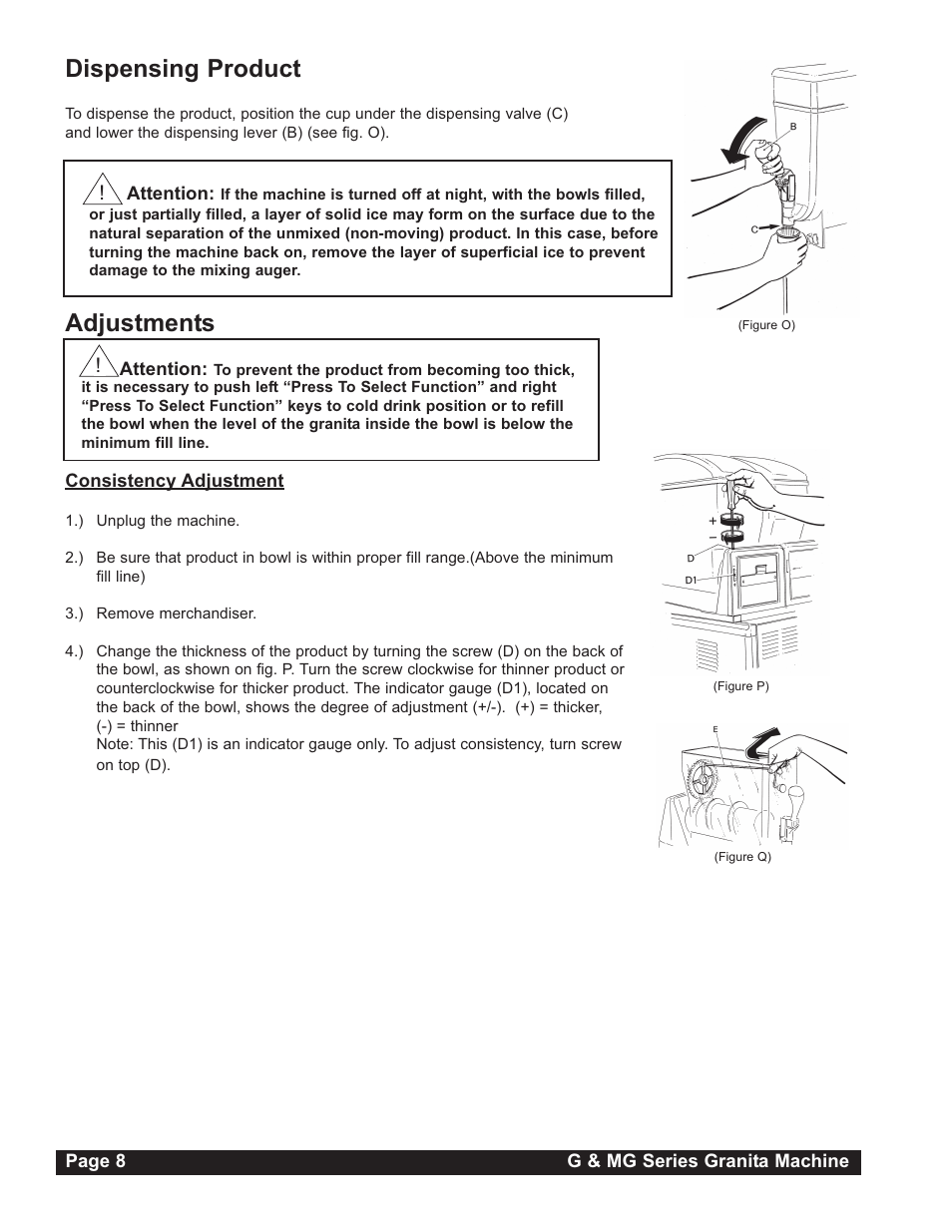 Dispensing product, Adjustments | Grindmaster G23-2B User Manual | Page 8 / 36