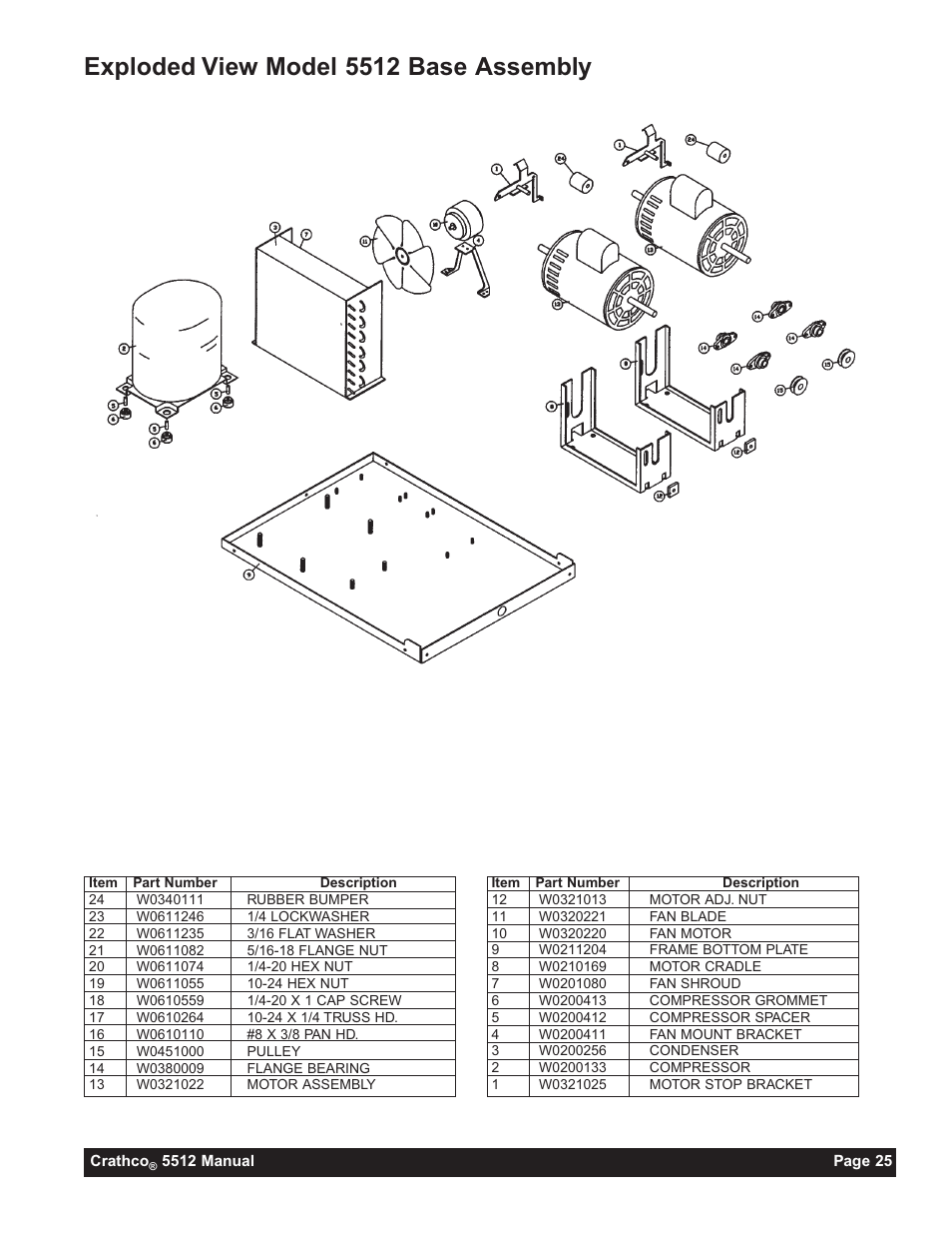 Exploded view model 5512 base assembly | Grindmaster 5512 User Manual | Page 25 / 44