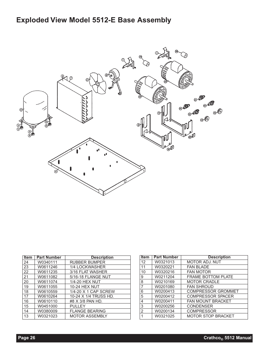 Exploded view model 5512-e base assembly | Grindmaster 5512 User Manual | Page 26 / 44