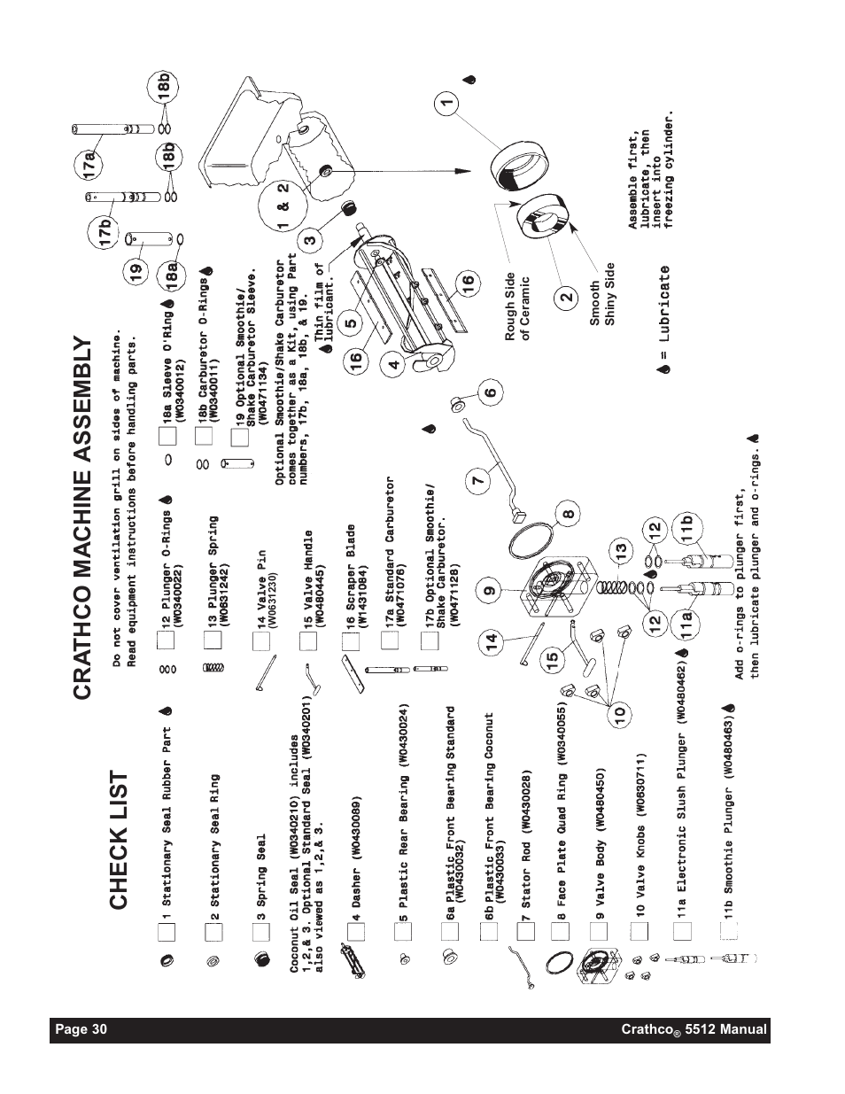 Cra thco ma chine assembl y check list | Grindmaster 5512 User Manual | Page 30 / 44