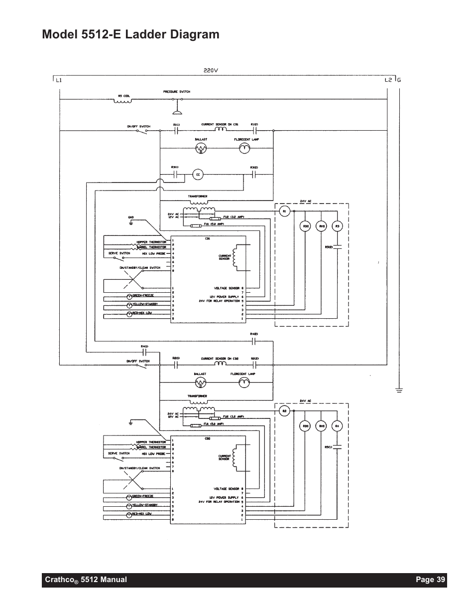 Model 5512-e ladder diagram | Grindmaster 5512 User Manual | Page 39 / 44