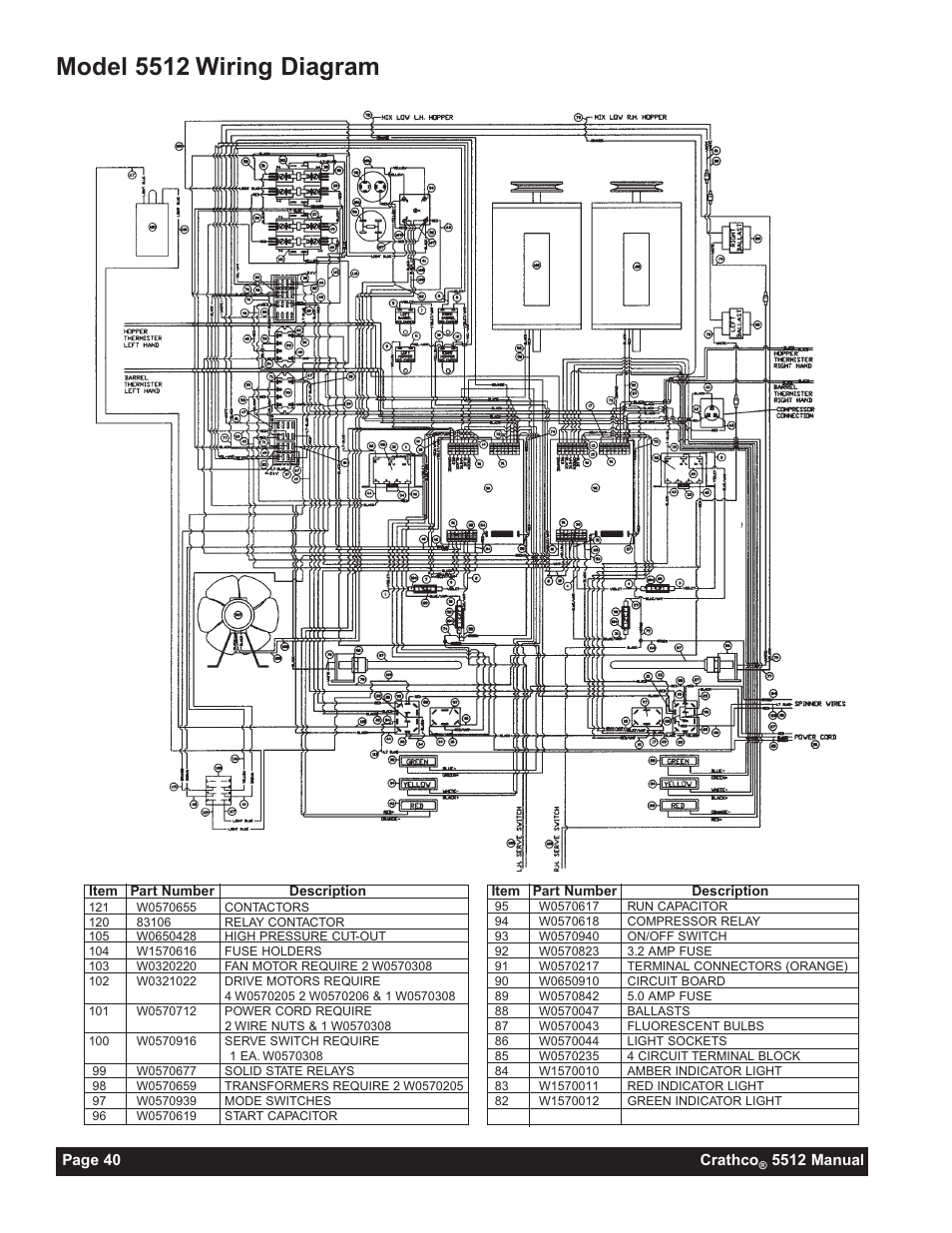 Model 5512 wiring diagram | Grindmaster 5512 User Manual | Page 40 / 44