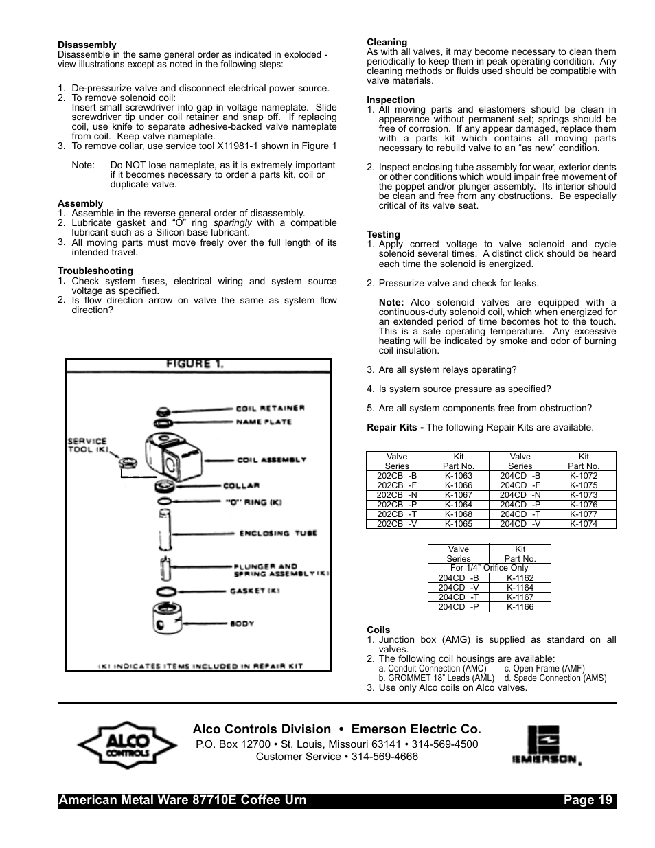 Alco controls division • emerson electric co | Grindmaster AMERICAN METAL WARE 87710 User Manual | Page 18 / 26