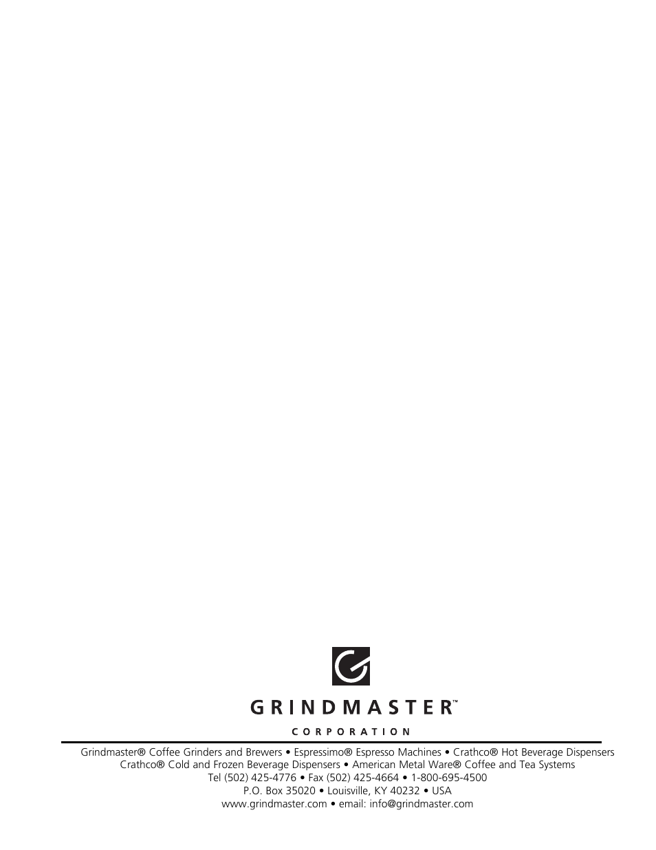 Grindmaster AMERICAN METAL WARE 87710 User Manual | Page 26 / 26