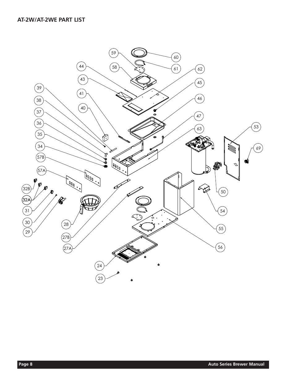 At-2w/at-2we part list | Grindmaster AT-2W/AT-2WE User Manual | Page 8 / 16