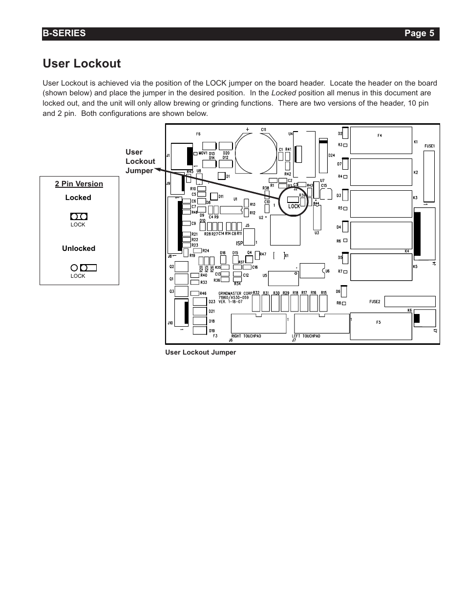 User lockout | Grindmaster Insulated Decanter Brewer AMW B-Series User Manual | Page 5 / 24