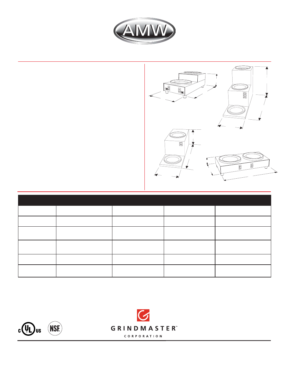 Warmer stations, Features | Grindmaster BW-2T User Manual | Page 2 / 2