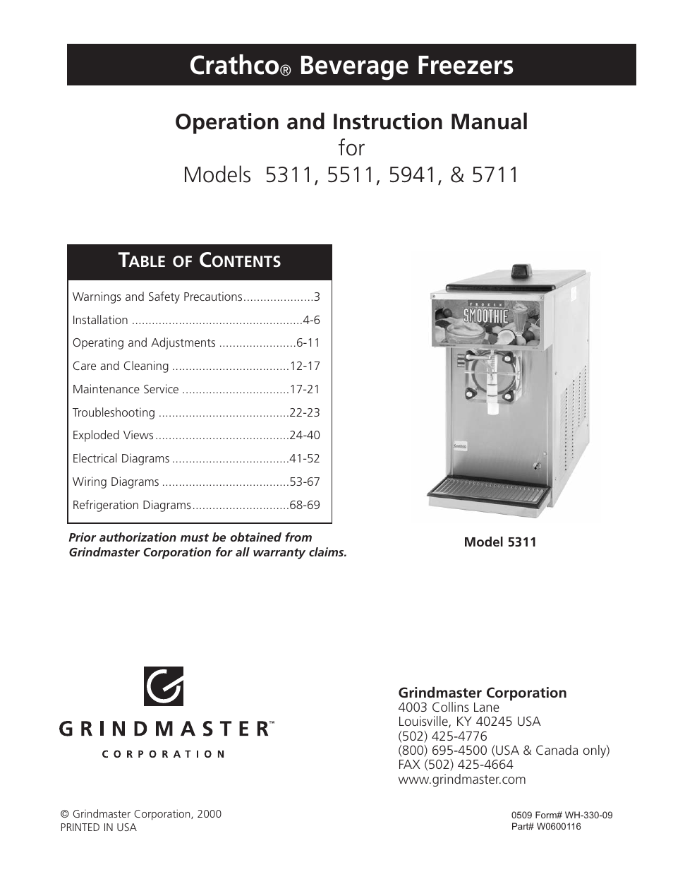Grindmaster CRATHCO 5941 User Manual | 72 pages
