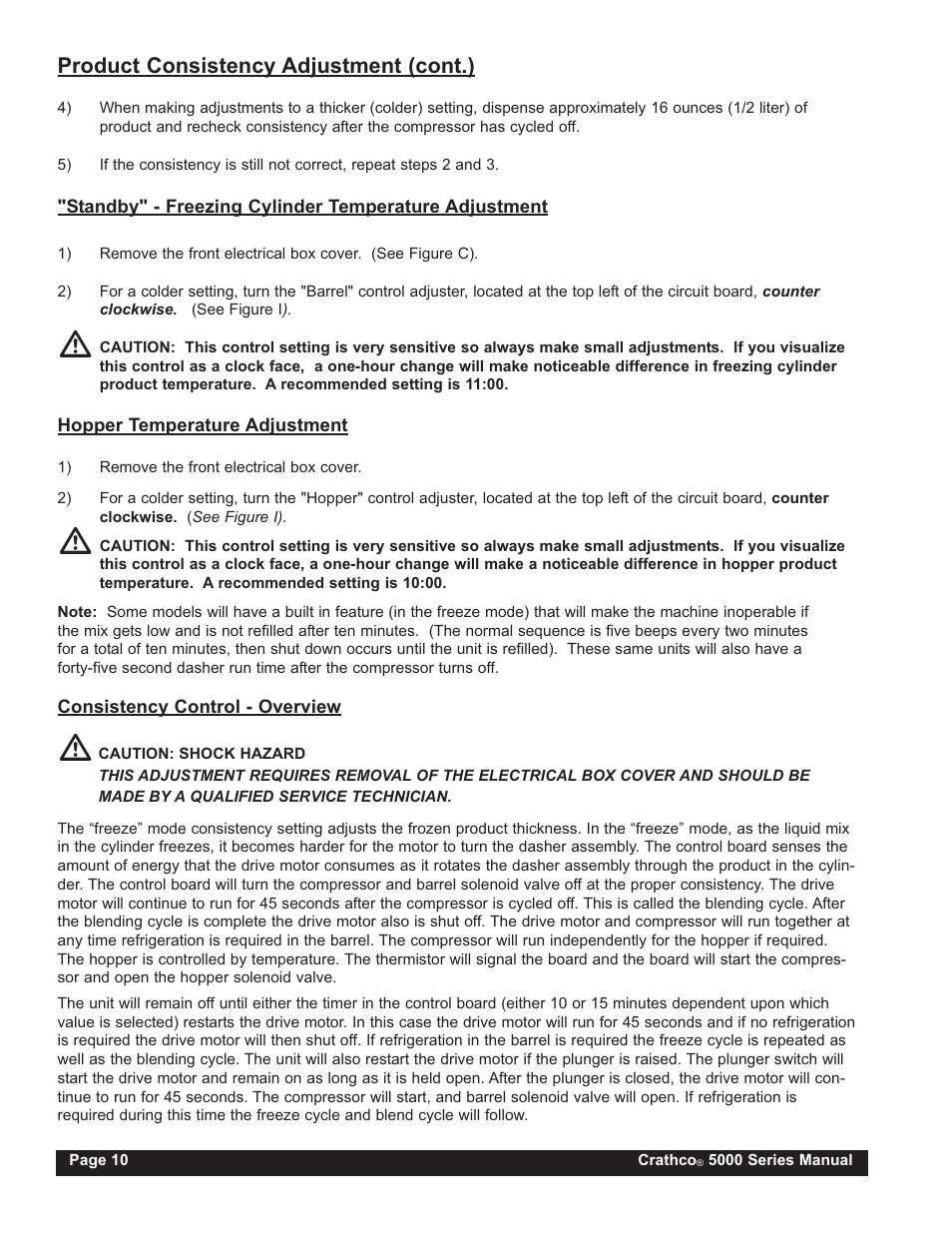 Product consistency adjustment (cont.) | Grindmaster CRATHCO 5941 User Manual | Page 10 / 72