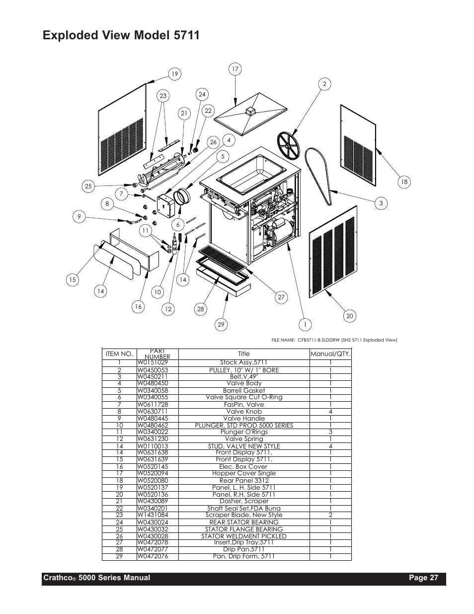 Exploded view model 5711 | Grindmaster CRATHCO 5941 User Manual | Page 27 / 72