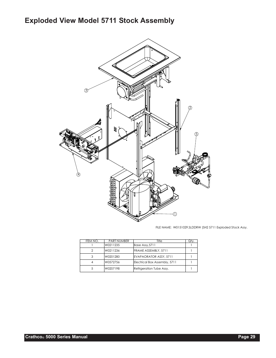 Exploded view model 5711 stock assembly, Crathco | Grindmaster CRATHCO 5941 User Manual | Page 29 / 72