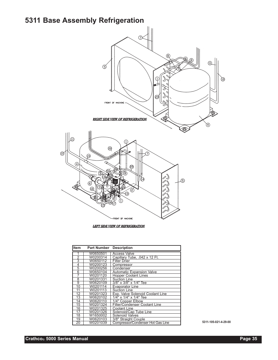 5311 base assembly refrigeration | Grindmaster CRATHCO 5941 User Manual | Page 35 / 72