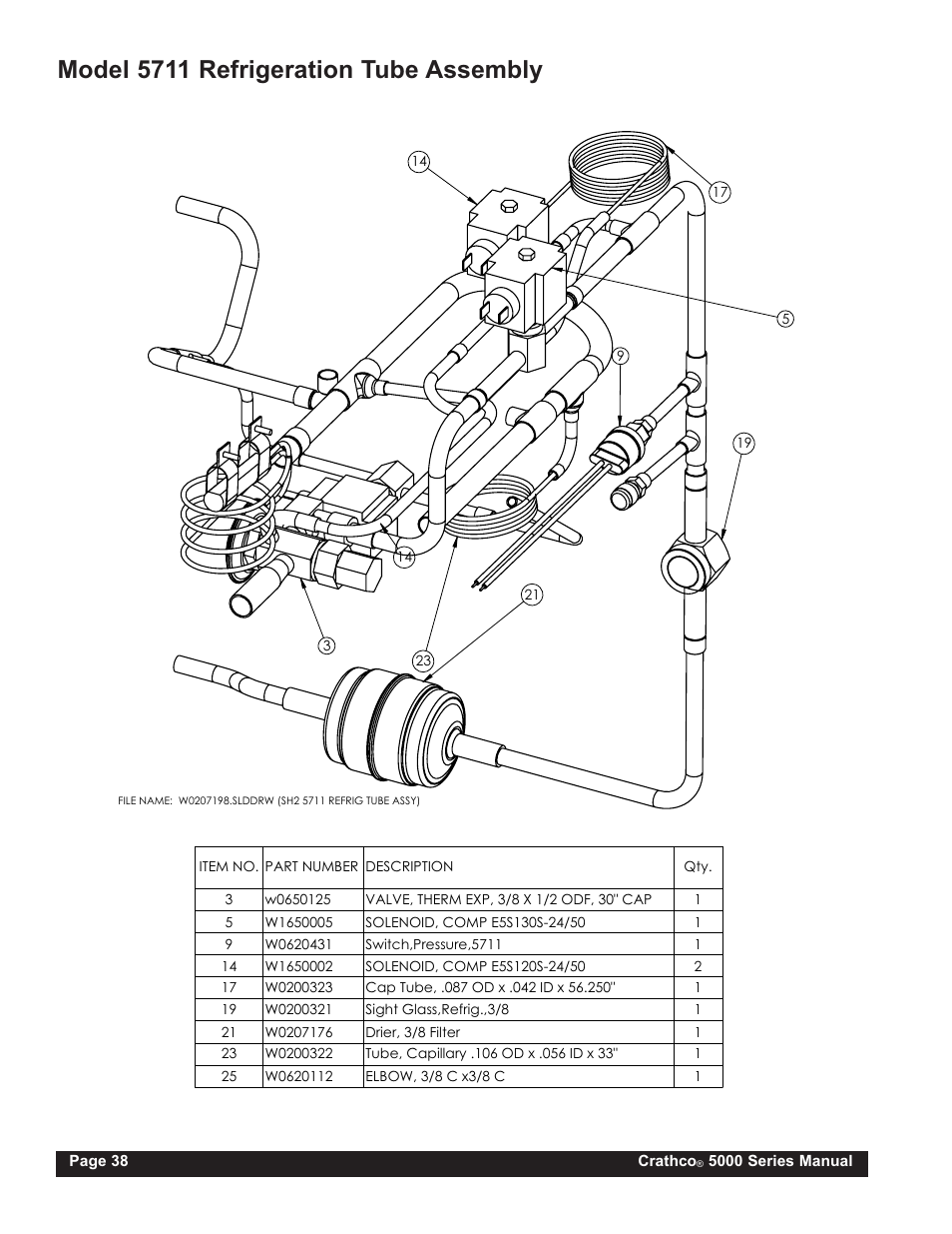 Model 5711 refrigeration tube assembly | Grindmaster CRATHCO 5941 User Manual | Page 38 / 72