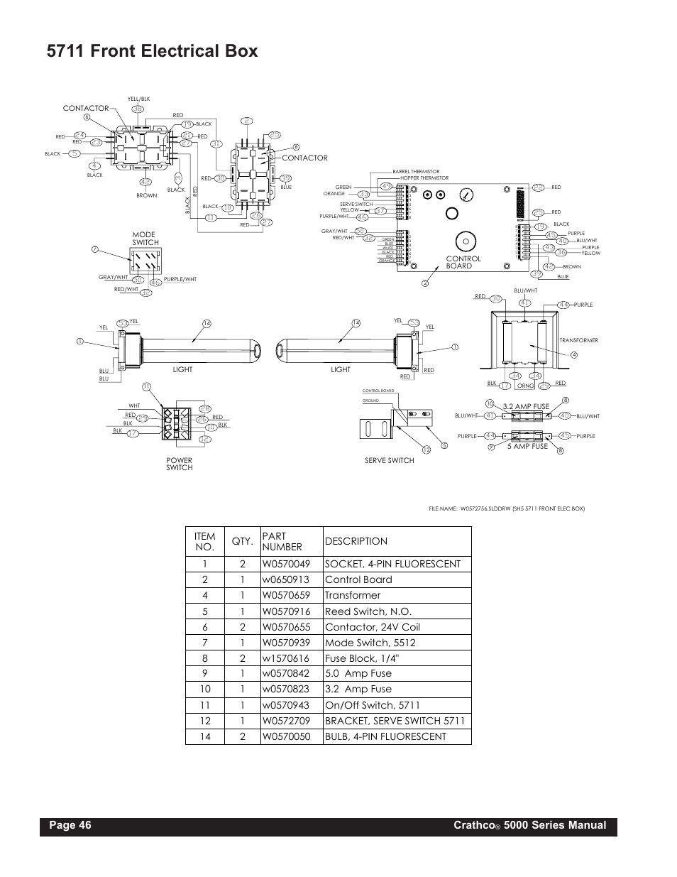 5711 front electrical box, Urqw(ohfwulfdo%r, Page 46 crathco | 5000 series manual | Grindmaster CRATHCO 5941 User Manual | Page 46 / 72