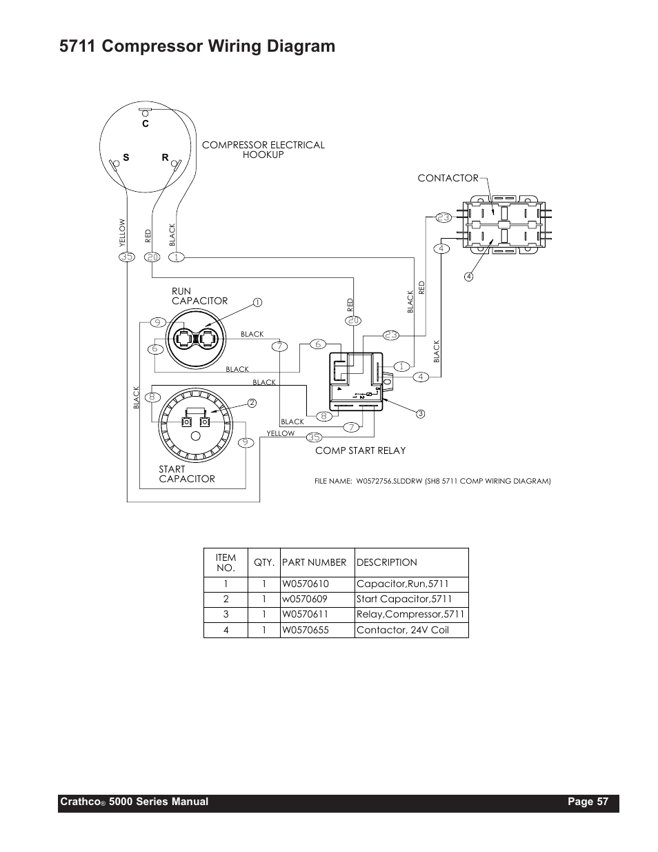 Sj j, 5711 compressor wiring diagram | Grindmaster CRATHCO 5941 User Manual | Page 57 / 72
