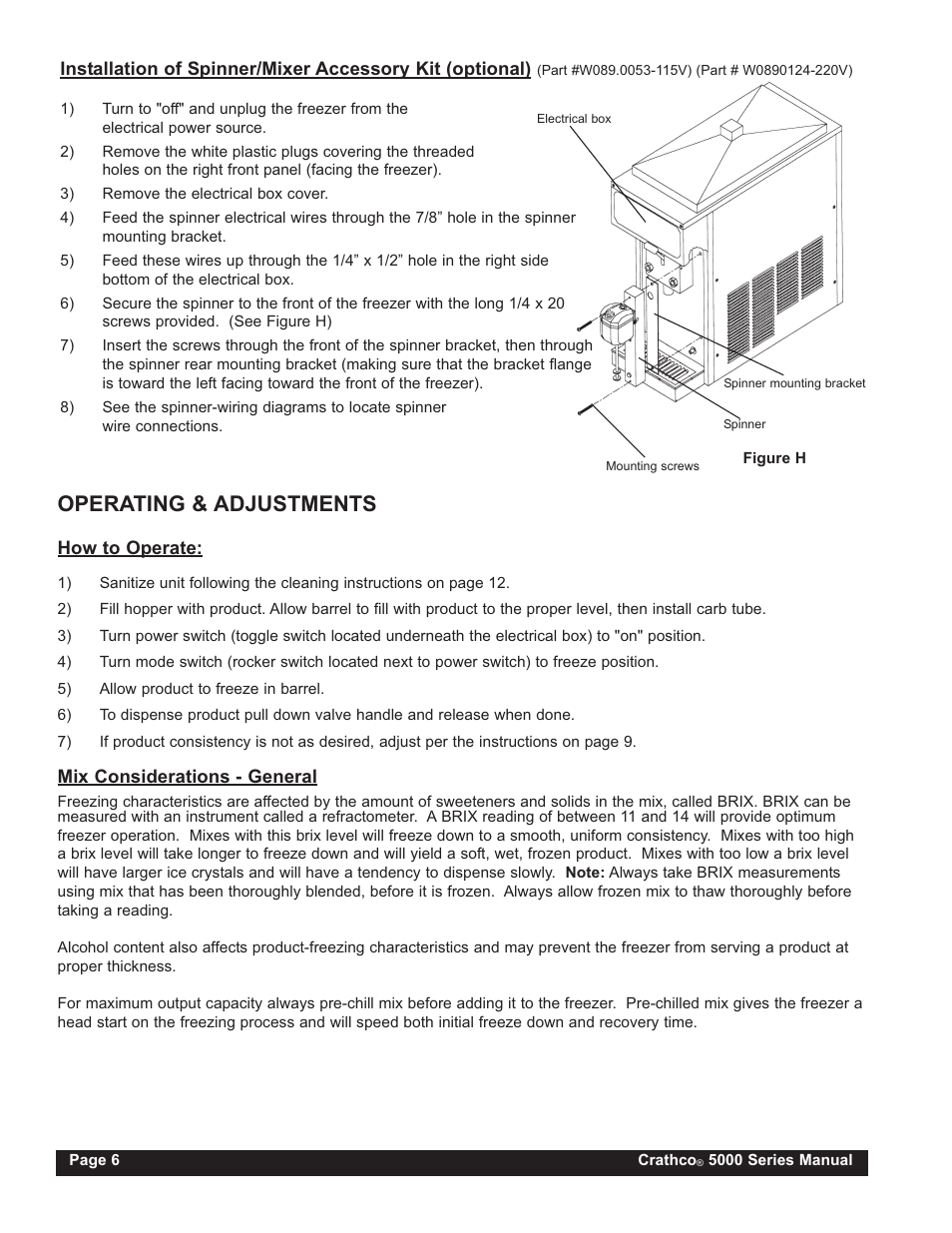 Operating & adjustments | Grindmaster CRATHCO 5941 User Manual | Page 6 / 72
