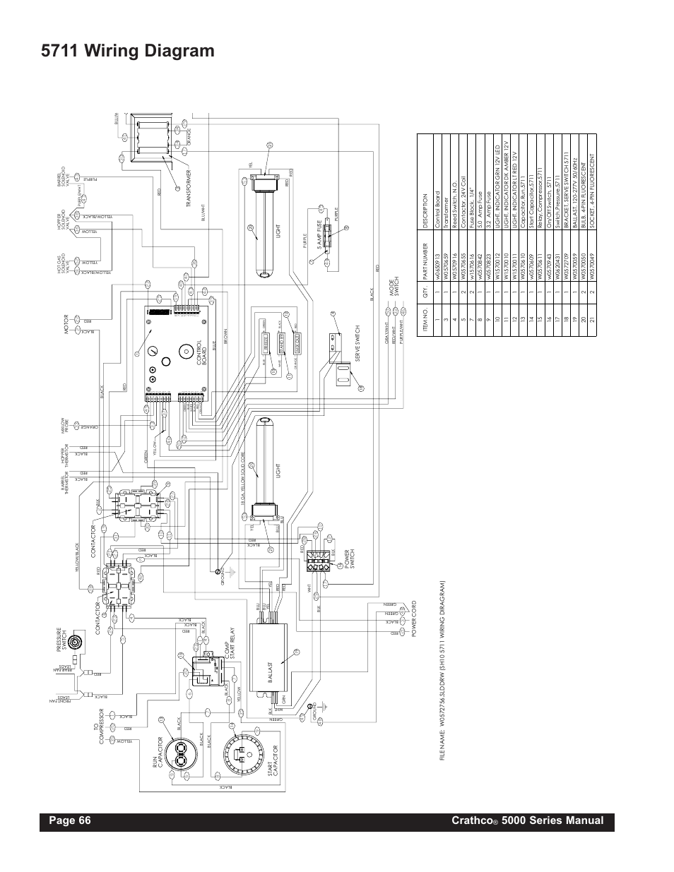 5711 wiring diagram, Page 66 crathco, 5000 series manual | Grindmaster CRATHCO 5941 User Manual | Page 66 / 72