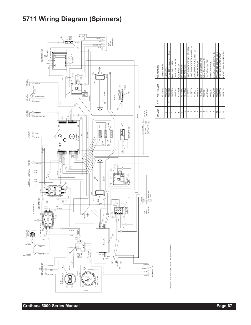 5711 wiring diagram (spinners), Crathco | Grindmaster CRATHCO 5941 User Manual | Page 67 / 72