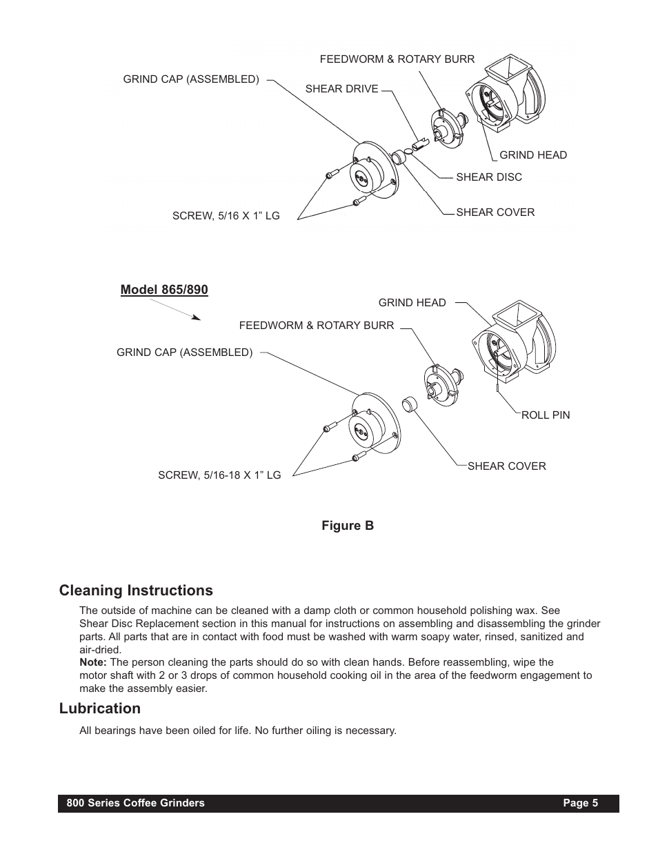 Cleaning instructions, Lubrication | Grindmaster 865 User Manual | Page 5 / 12