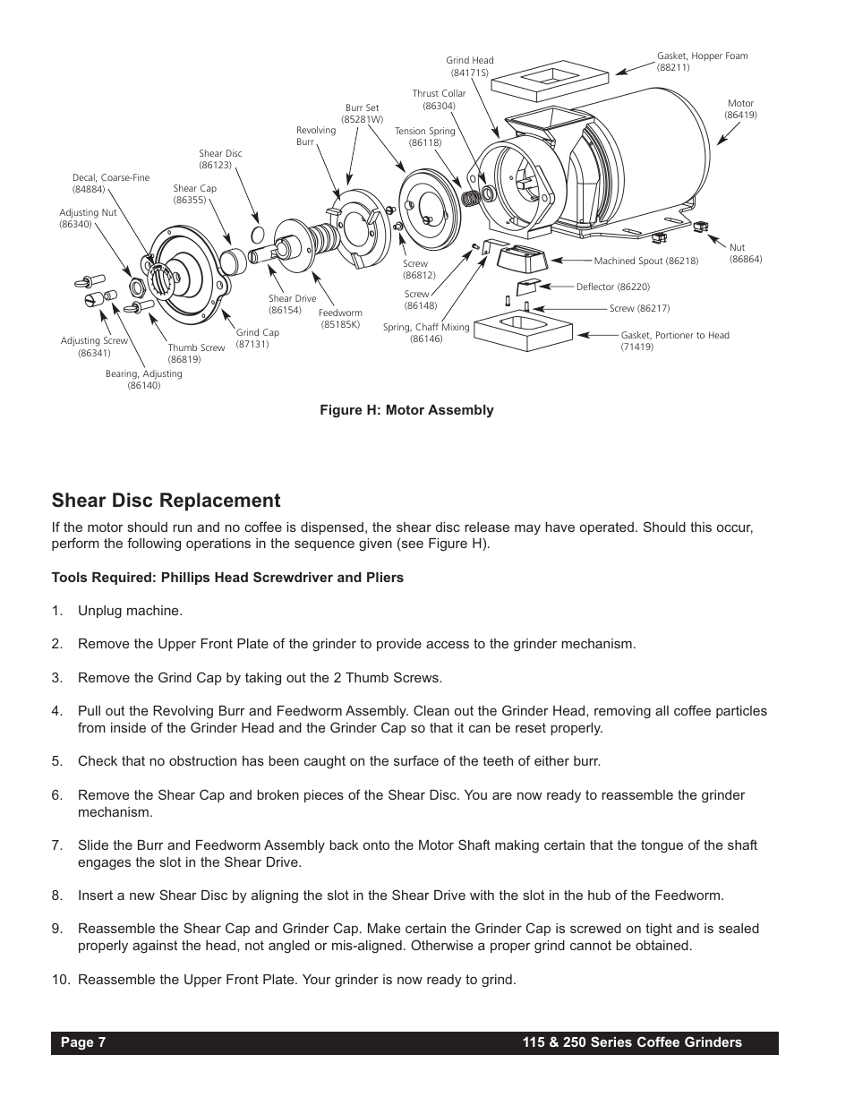 Shear disc replacement | Grindmaster 250RH-3 User Manual | Page 8 / 24
