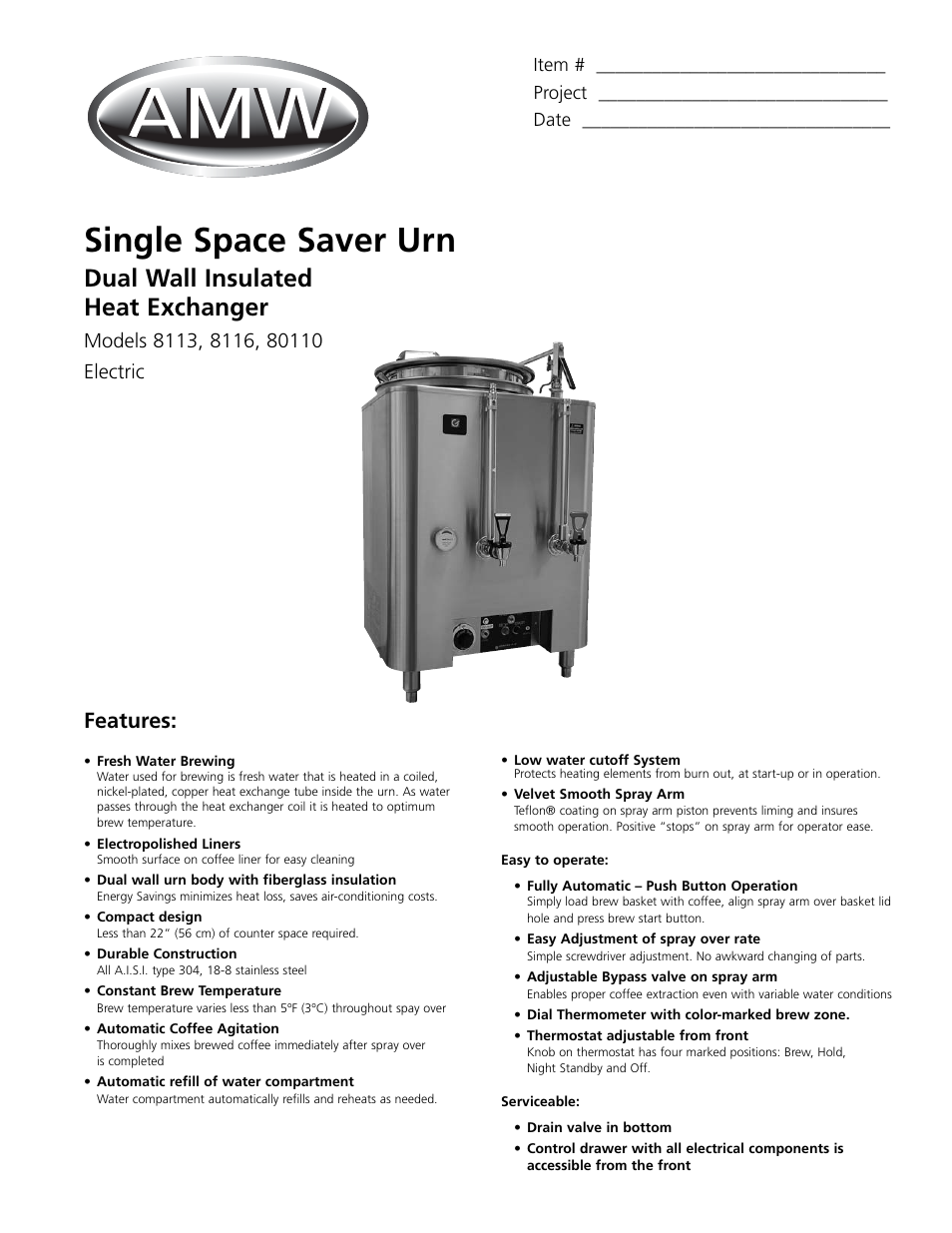 Grindmaster AMW 80110 User Manual | 2 pages