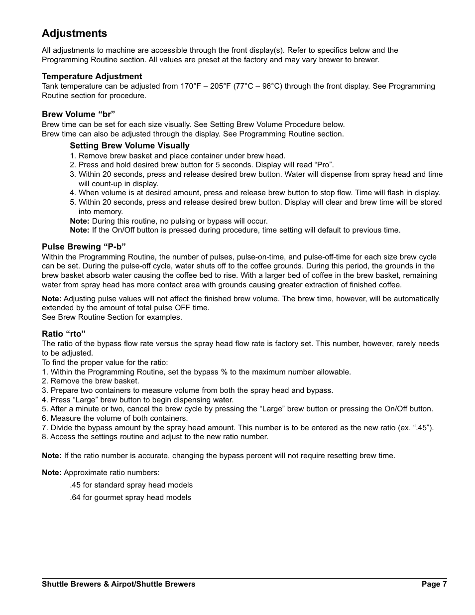 Adjustments | Grindmaster AM-344-04 User Manual | Page 7 / 40