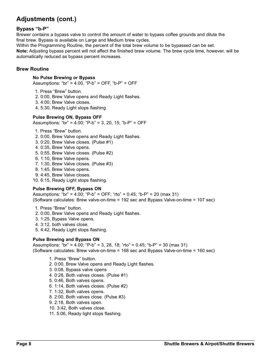 Adjustments (cont.) | Grindmaster AM-344-04 User Manual | Page 8 / 40