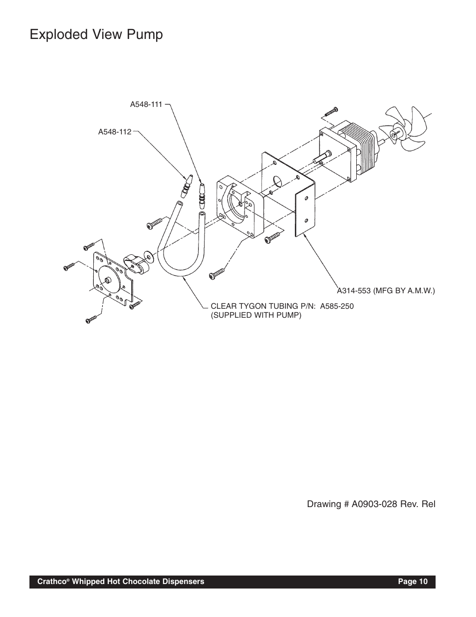 Exploded view pump | Grindmaster CRATHCO HC-2 User Manual | Page 13 / 16