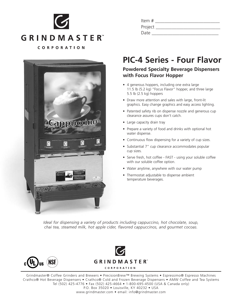 Grindmaster PIC-4 User Manual | 2 pages
