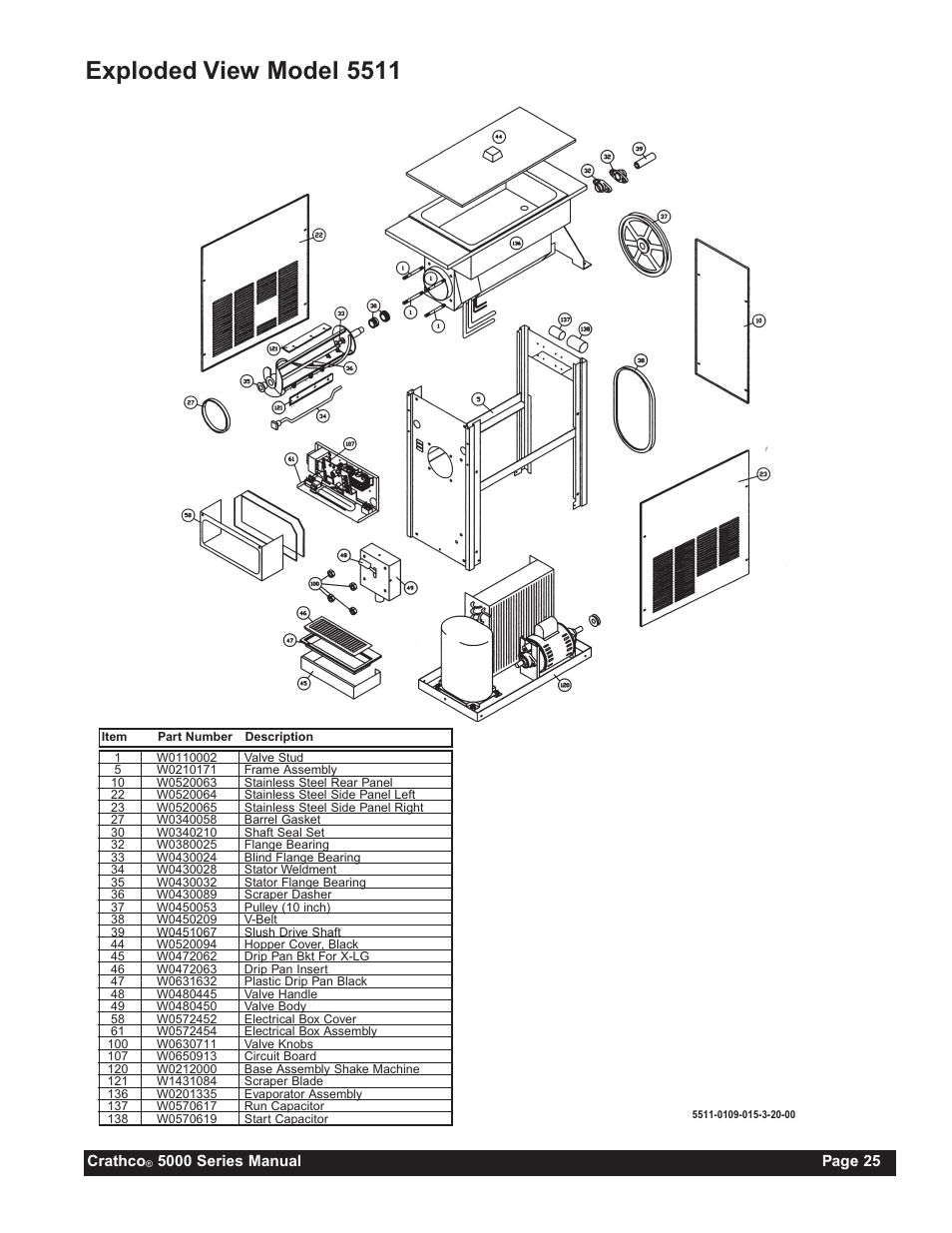 Exploded view model 5511 | Grindmaster 5311 User Manual | Page 25 / 52